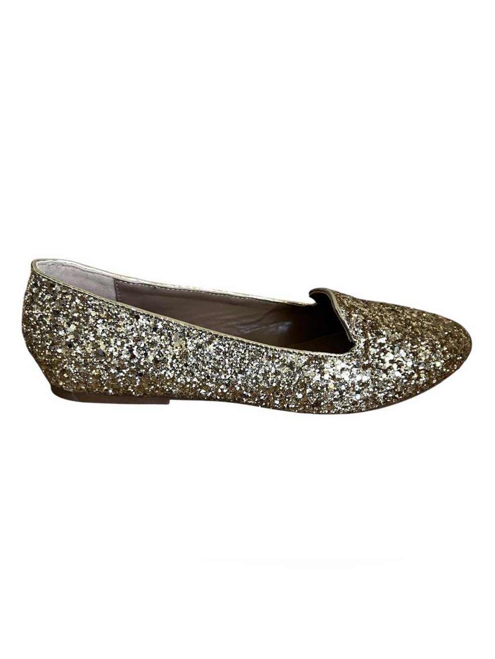 Women's Gold Glitter Slip-On Loafer Flats